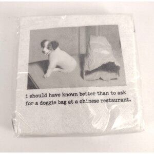 Funny Dog Themed Beverage Napkins Chinese Restaurant Takeout Humor Set of 20 NEW